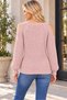 Women's Long Sleeve Round Neck Off Shoulder Hair Braided Embossed Detailed Soft Textured Stylish Elegant Casual Powder Knitwear Sweater - 3