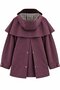 Plum Trench Coat with Detachable Hood and Cape - 0630 - 2
