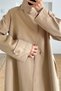 Beige Stand Collar Lined Maxi Trench Coat - 3