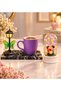 Purple Mug and Cup with Led Street Lights and Led Lighted Heart-Holding Lovers Figurine Jar Set