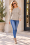 Women's Long Sleeve Round Neck Off Shoulder Hair Braided Embossed Detailed Soft Textured Stylish Elegant Casual Mink Knitwear Sweater - 6