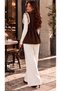 Elastic Waist Buttoned Beard Knitwear Women's Floral Vest - 6