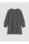 Ozmarka New Season Anthracite Crew Neck Embroidered Girls' Dress - 3