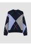Alita City Lcw Vision Navy Blue Oval Neck Diamond Patterned Women's Knitwear Sweater - 5