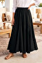 Skirt with Flounce Detail at the Hem, Lined Cotton Skirt 420195 Black