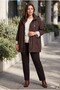 Line Detailed Plus Size Trench Coat Brown - 3