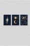 3-Piece Moon and Sky White Wooden Framed Mdf Painting Set - Living Room Wall Decor Huhu3320 - Triple Painting Set White Frame - 2