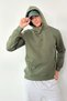 Men's Hooded Brand Printed Sweatshirt with Pocket Detail Dark Green - 27K 5281
