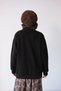 Women's Oversize Basic Crew Neck Sweatshirt Black – 3 Thread Raster Fleece - 7