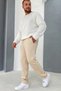Men's Beige 3 Thread Combed Cotton Comfortable Fit Cotton Premium Sweatpants