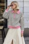 Oslo Women's Striped Oversize Knitwear Sweater Pink - 4