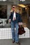 Navy Blue Embroidered Coat with Removable Fur Detail - 100017 - 4