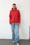 Men's Hooded Brand Printed Sweatshirt with Pocket Detail Red - 27K 5281 - 3