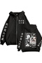 Hikaru Yoshiki Printed 3 Thread Zippered Cardigan with Ribbon Oversize