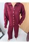 Women's Gold Buttoned Shirt Collar Knitwear Set - 5