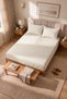 100% Cotton Combed Breathable Fabric Elastic Bed Sheet 2 Pillowcases Gift Cream Color - 2