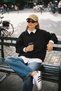 Women's Oversize Basic Crew Neck Sweatshirt Black – 3 Thread Raster Fleece - 3