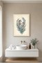 Sea Horse and Seaweed Wooden Framed Mdf Painting - Sea and Coastal Bathroom Decor Huhu3257 - Single Painting Natural Wood Frame