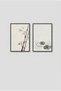 2-Piece Bamboo and Water Lily Black Wood Framed Mdf Painting Set - Japandi Stone and Water Bathroom Decor Huhu3274 - Double Painting Set Black Frame - 2