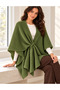 Women's Tie-Up Knitwear Poncho Cardigan – Asymmetrical Cut, Loose Knit Model - 2