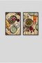 2-Piece Fig and Cherry Black Wooden Framed Mdf Painting Set - Italian Table Kitchen Decor Huhu3236 - Double Painting Set Black Frame - 2