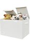 Extra Large Storage Box, Pack of 1 Toy Storage Box, Foldable Boxes with Lid, Toy Baskets for Kids, White Toys Chest for Organising Baby Child's Living Room Toys and Stuff