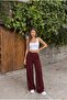 High Waist Wide Leg Loose-Fitting Buttoned Fabric Trousers - 6