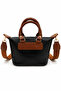 Women's Daily Hand and Shoulder Bag Black Tan – with Zipper Pocket and Strap - 5