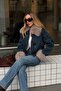 Navy Blue Embroidered Coat with Removable Fur Detail - 100017 - 5