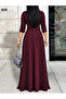 Women's Three Quarter Sleeves, Double Breasted Collar, Belted Waist, Long Viscose Two Thread Dress - 3