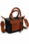 Women's Daily Hand and Shoulder Bag Black Tan – with Zipper Pocket and Strap - 2