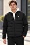 Men's Quilted Jacket Black – Zippered Stand Collar Casual Sports Coat