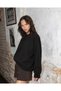 Women's Oversize Basic Crew Neck Sweatshirt Black – 3 Thread Raster Fleece