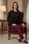 Women's Plaid Patterned Winter Thick Jacquard Woven and Viscose Pajama Set - Comfortable Home Wear - 2