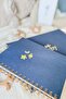 Baby Memory Book and Mother's Pregnancy Diary Set / Baby Agenda for 0-3 Years Old / Navy Blue Linen with Gold Gilding Design - 2