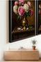 2-Piece Peony and Tulip Black Wooden Framed Mdf Living Room Painting Set Huhu3311 - Double Painting Set Black Frame - 3