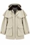 Trench Coat with Detachable Stone-Embellished Hood and Cape - 0630