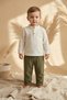 Terra Muse Baby Muslin Set - 100% Cotton Breathable High Collar Shirt and Khaki Pants Combination - 6