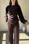 Stylish Tracksuit Set with Draped Waist and Balloon Sleeves - 3
