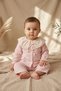 Baby Girl Lilac Muslin 2-Piece Set - Lace Detailed Wide Collar Embroidered Blouse and Pants Combination 9-24 a