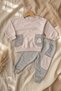 Nova Soft Cotton Gray Pocketed Baby Top and Bottom Set - 100% Cotton Sweatshirt and Sweatpants Combination - 2