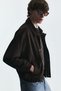 Oversize Polo Collar Faux Suede Coat - 3