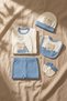 Little Bear 0-3 Months Cotton 5-Piece Baby Hospital Discharge Set - Newborn Set with Blue Ribbed Teddy Bear - 2