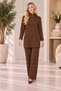 Women's fisherman neck zippered knitwear set