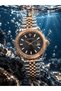 VANTAGE TRS2543 Men’s Analog Quartz Watch, Black Dial, Sapphire Glass, Date Display & Two-Tone Stainless Steel Bracelet - 6
