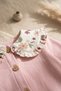 Baby Girl Pink Floral Detailed Baby Collar Buttoned Cardigan and Ribbed Leggings Two-Piece Set - 100% Cotton Yum - 4