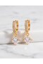 Tetra Square Zircon Stone Dangle Hoop Steel Xuping Earrings