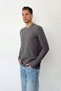 Men's Crew Neck Waffle Textured Sweatshirt Anthracite - 27K 5851-1