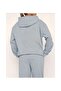 Women's Smile Motif Oversize Hooded Rubber-Edged Track Suit Set - 2