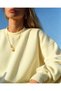 Women's Oversize Basic Crew Neck Sweatshirt Light Yellow – 3 Thread Ribbed Fleece - 2